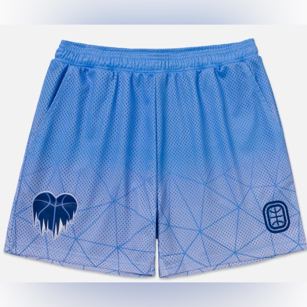 Overtime Blue cold hearts blue ice mesh boys shorts - YXL